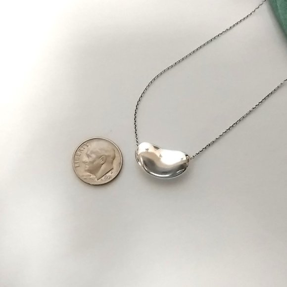 Tiffany Elsa Peretti Bean 18mm Necklace & 9mm Earrings Set Sterling Silver 925 - Picture 3 of 12